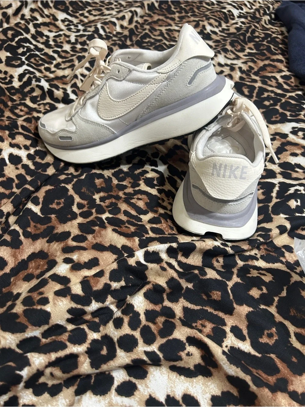 Nike Women's Neutral Cream and Light Gray Casual Sneakers